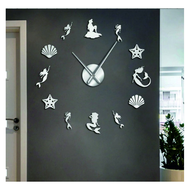 Zrkadlové nástenné hodiny fantázia morská panna