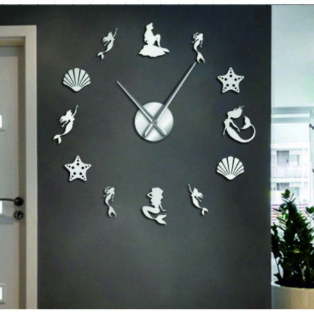 Zrkadlové nástenné hodiny fantázia morská panna