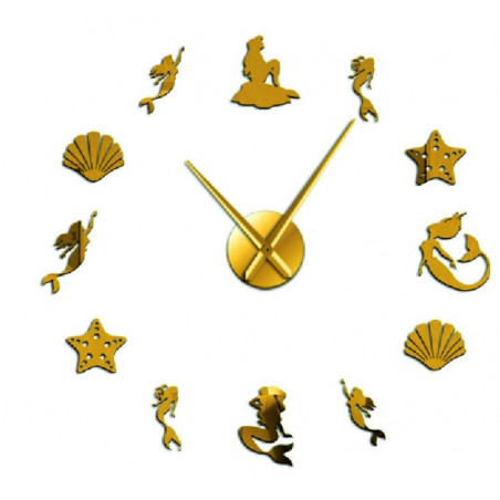 Zrkadlové nástenné hodiny fantázia morská panna