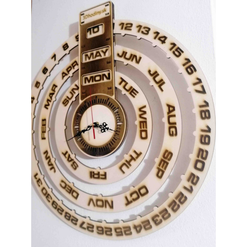 Drevený kalendár - gravírované hodiny na stenu...