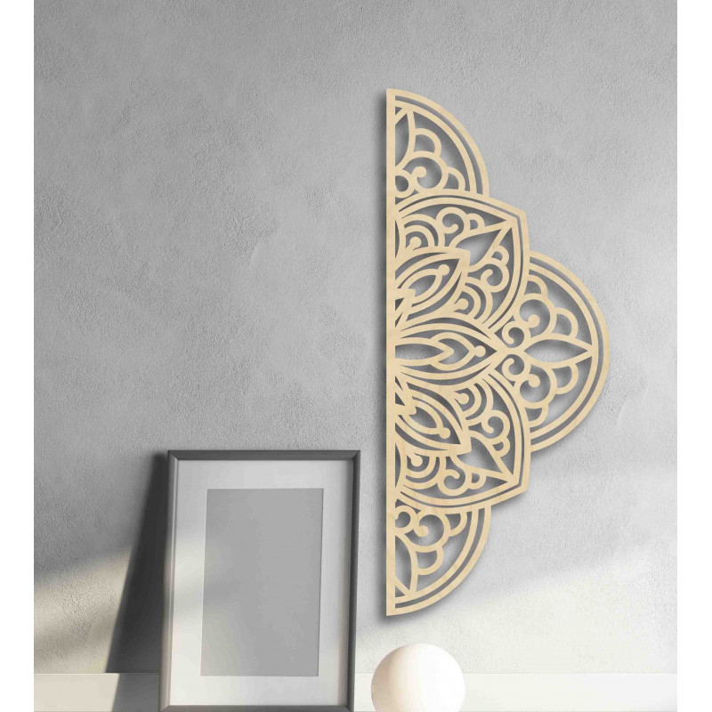 Drevený obraz na stenu polovičná mandala - BOHEMIA