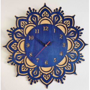 Sentop - Drevené hodiny  na stenu - model: buk / modrá farba ÚSVIT PR0375