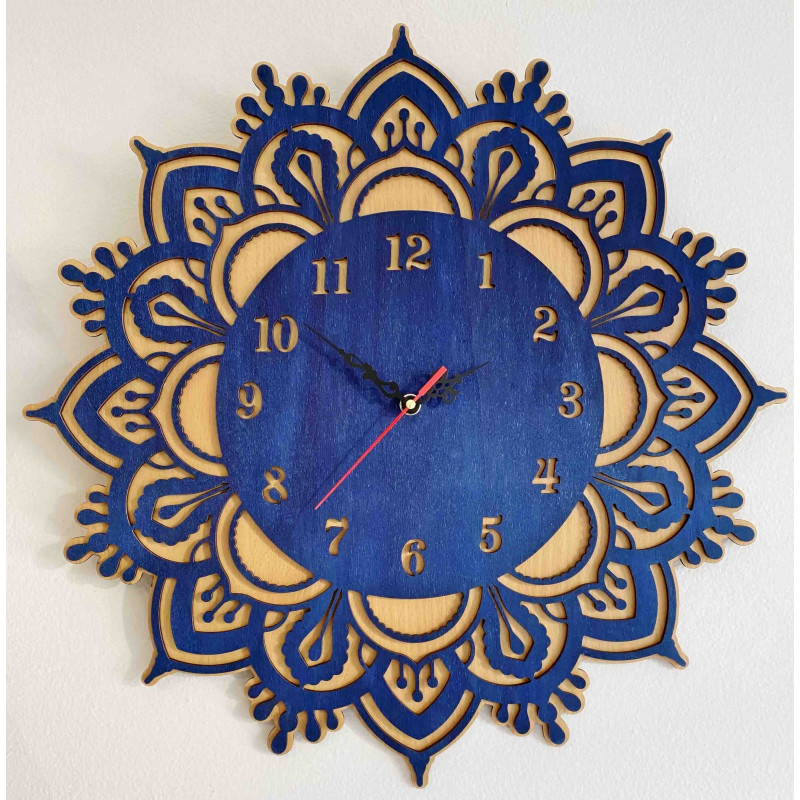 Sentop - Wooden wall clock - model: beech / blue color DAWN