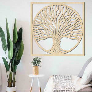 Drevený obraz na stenu strom v ráme 2