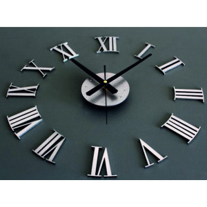 Stick-3D metal wall clock Roman čísla.Tmavo gray to black. Material: PMMA, plexiglass