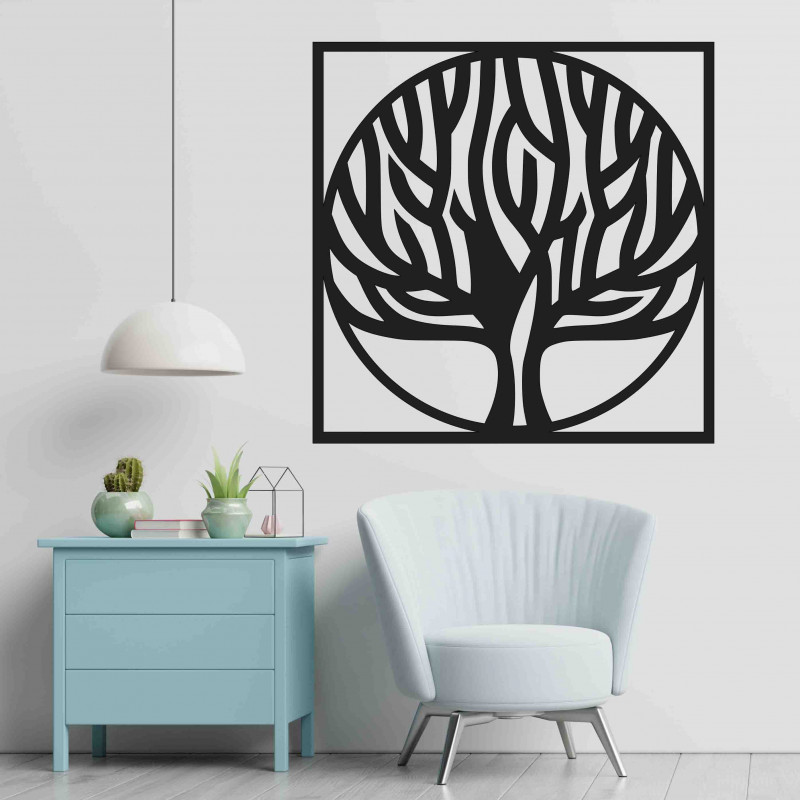 Stylesa - Wooden painting on a tree wall in a frame UASVED  picture on the wall sticker