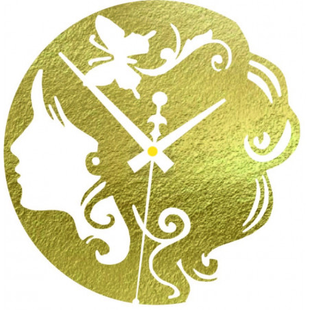 Drevené hodiny - dáma s motýľom vo vlasoch čierne aj farebné | SENTOP PR0399