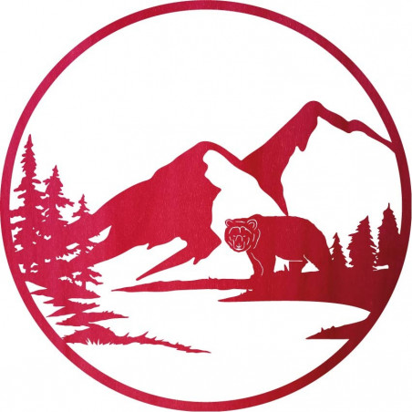 Drevený obraz na stenu silueta medveďa - príroda - VIZZY