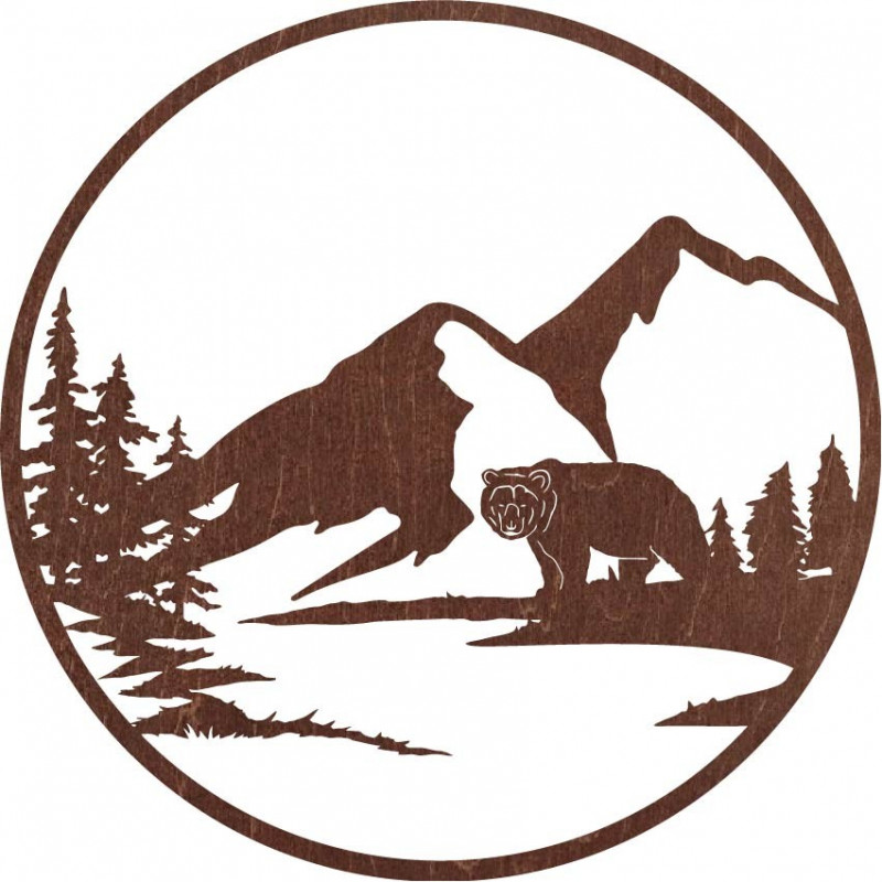 Drevený obraz na stenu silueta medveďa -...