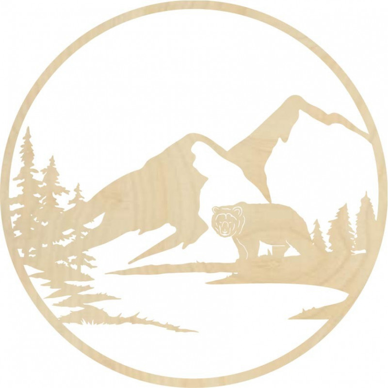 Drevený obraz na stenu silueta medveďa -...