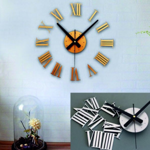 Wall clock Roman adhesive plastic design golden color