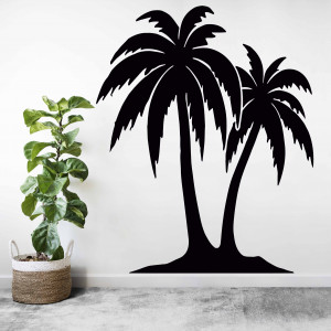 Carved painting on the wall of a palm tree - TROPICAL |...