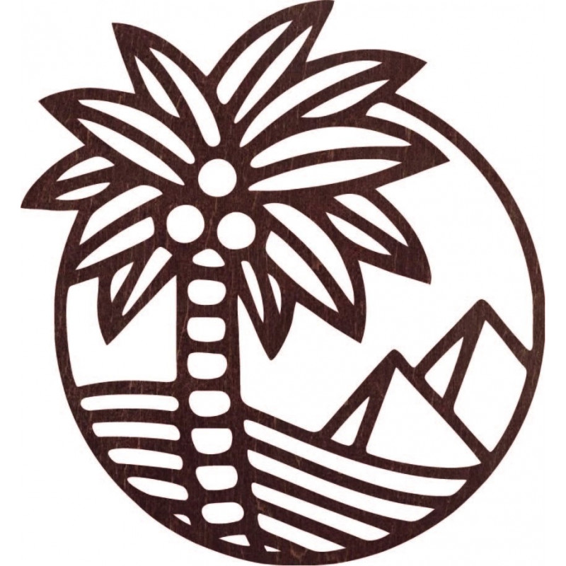 Drevený obraz na stenu palma na pláži - MALLAWI