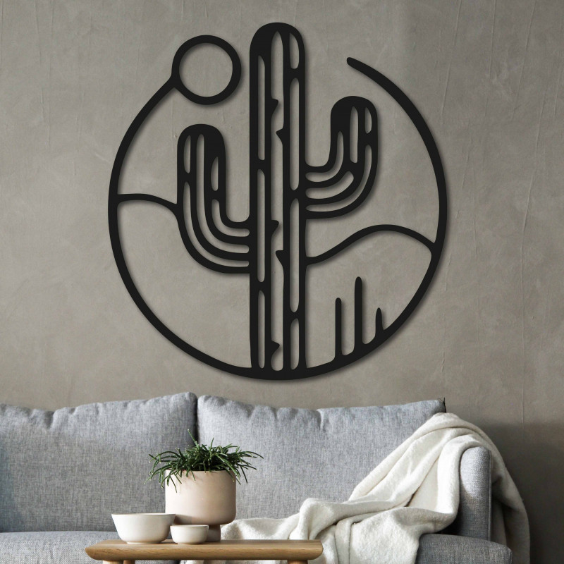 Drevený obraz na stenu kaktus so slnkom - NIAMEY | SENTOP