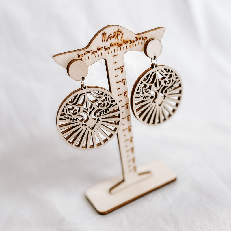 Drevené prírodné visiace náušnice LILIEN -...