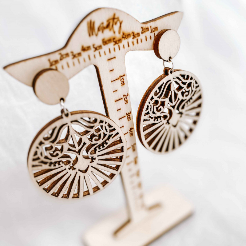 Drevené prírodné visiace náušnice LILIEN -...