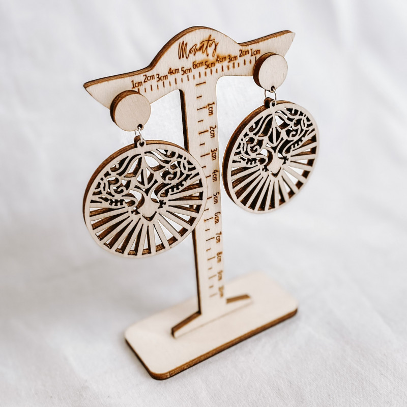 Drevené prírodné visiace náušnice LILIEN -...