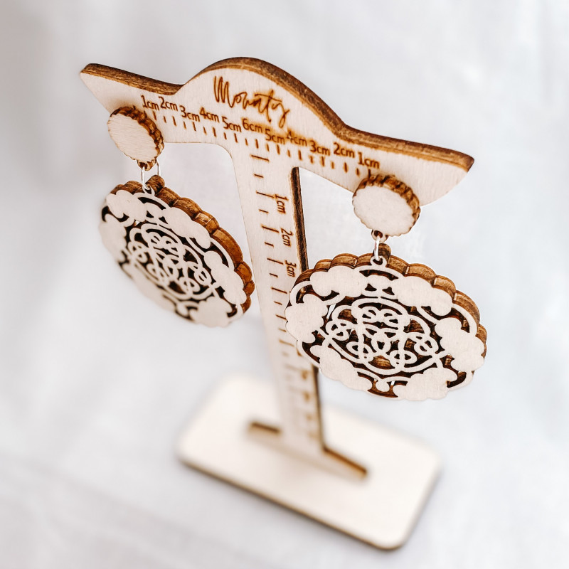 Drevené prírodné visiace náušnice AURORA -...