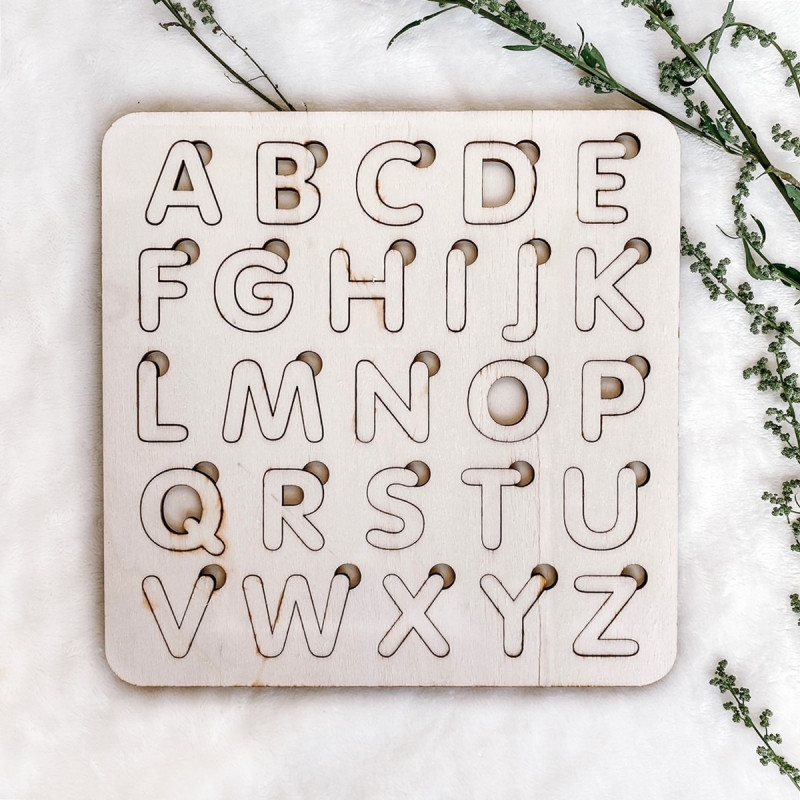 Drevená montessori vkladačka pre deti - ABECEDA...