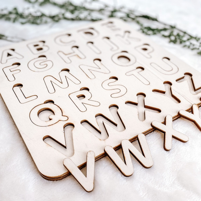 Drevená montessori vkladačka pre deti - ABECEDA...