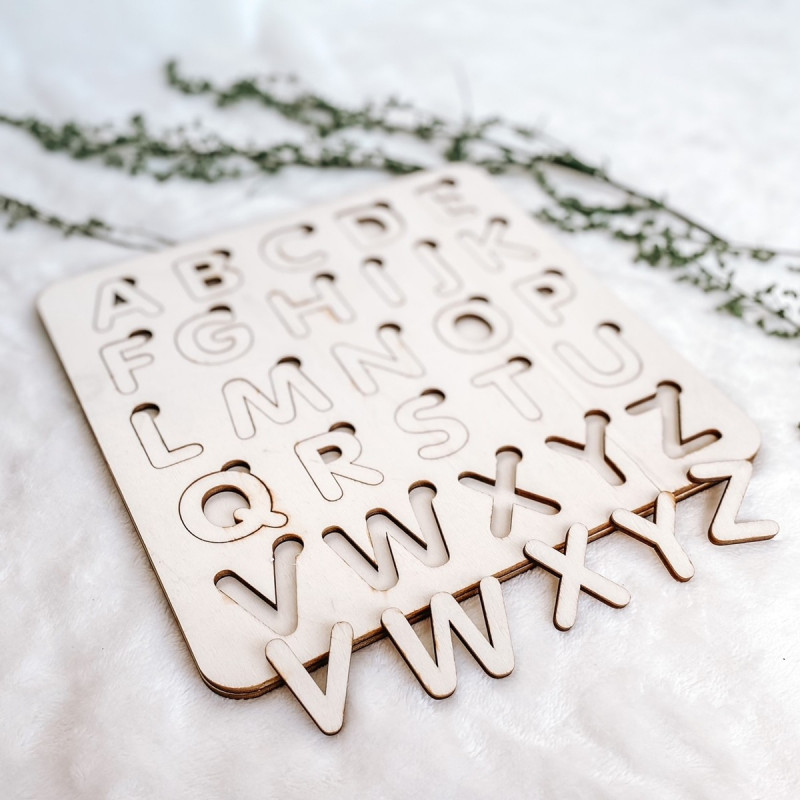 Drevená montessori vkladačka pre deti - ABECEDA...