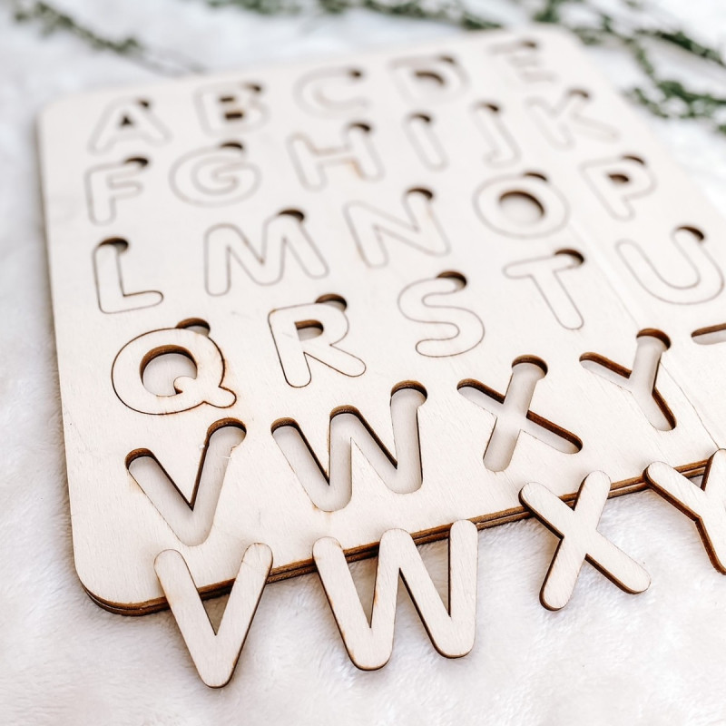 Drevená montessori vkladačka pre deti - ABECEDA...