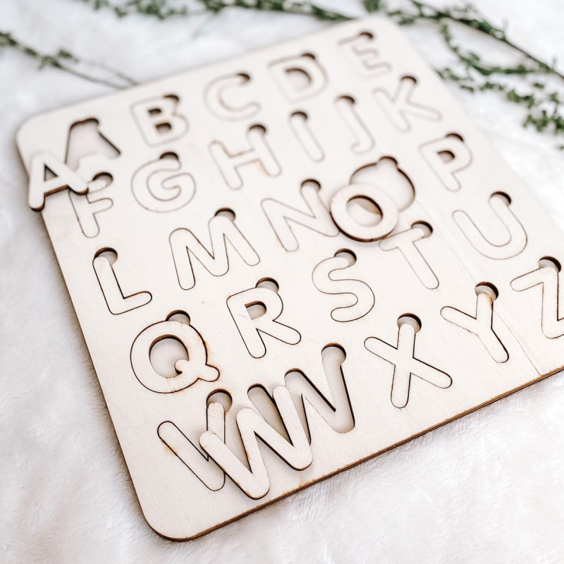 Drevená montessori vkladačka pre deti - ABECEDA...