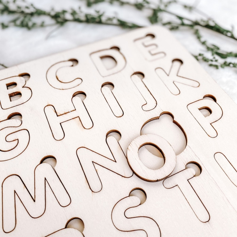 Drevená montessori vkladačka pre deti - ABECEDA...