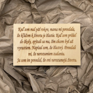 Drevená tabuľka s textom - Kľúč k životu 2