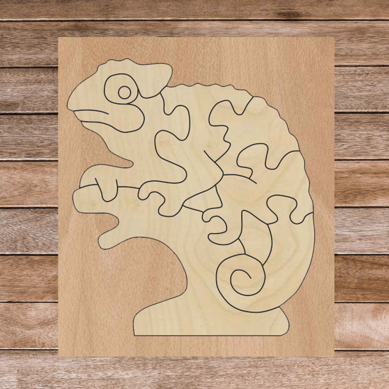 Dvojfarebná drevená montessori vkladačka pre deti 3D puzzle - CHAMELEÓN  TOPOĽ | SENTOP  H014-A