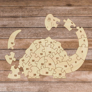 Detské drevené puzzle - Dinosaurus a čísla 26 dielikov |... 2