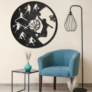 Wooden clock - Basketball - Black and colored | SENTOP...