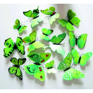 3D Dekoračné motýle zelené - 1 balenie obsahuje 12 ks FILO