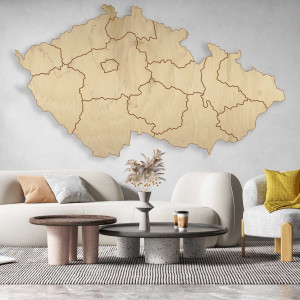 Drevená nástenná mapa Česká republika | 14 dielikov 2