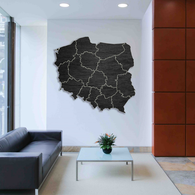 Drevená nástenná mapa Poľská republika - 16...