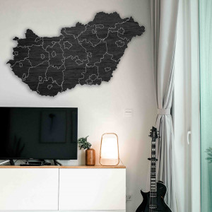 Wooden wall map Hungary -...
