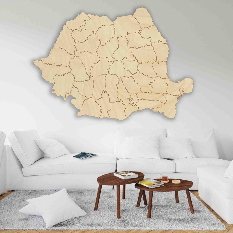 Drevená mapa na stenu Rumunsko - 42 ks | SENTOP M006