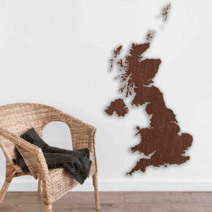 Wooden map on the wall United Kingdom | SENTOP