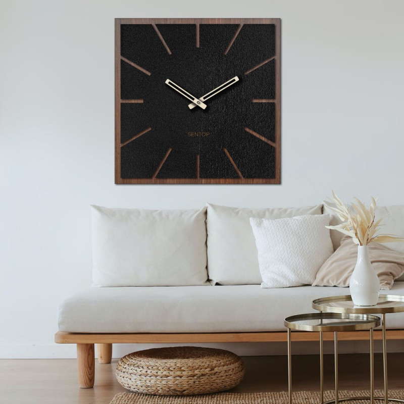 Drevené hodiny na stenu HDF Orech - až 50 x 50 cm | HDFK023