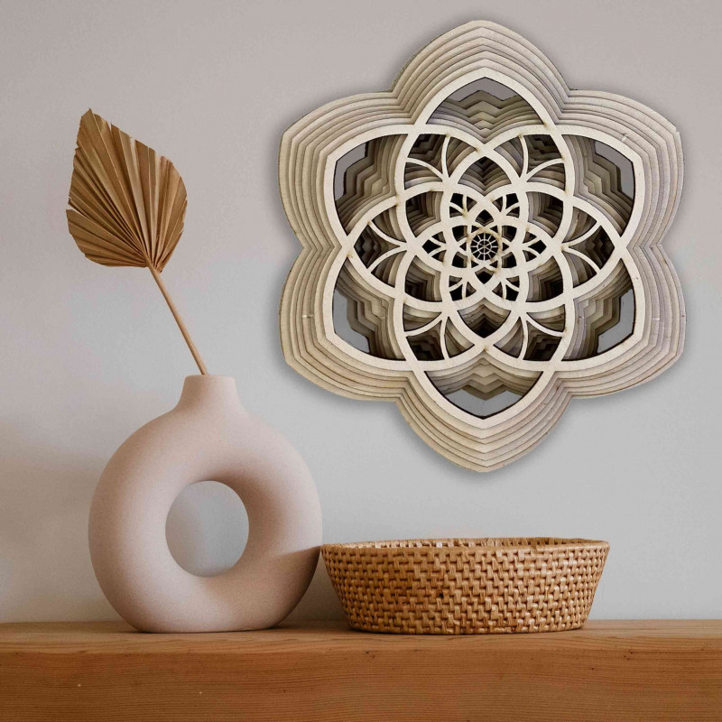 Drevená mandala Harmónia z viacerých vrstiev až...