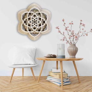 Drevená mandala Harmónia z viacerých vrstiev až 90 x 100 cm 2