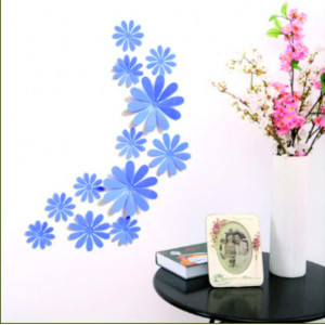 Nálepky a samolepky na stenu, farebné kvety, 3D dekorácie do každej izby