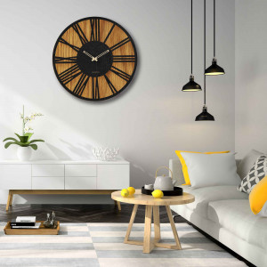 Moderné drevené nástenné hodiny s minimalistickým geometrickým dizajnom 2
