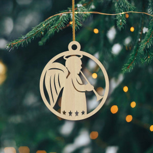 Wooden Christmas Tree Decoration - angel, size: 79x90 mm