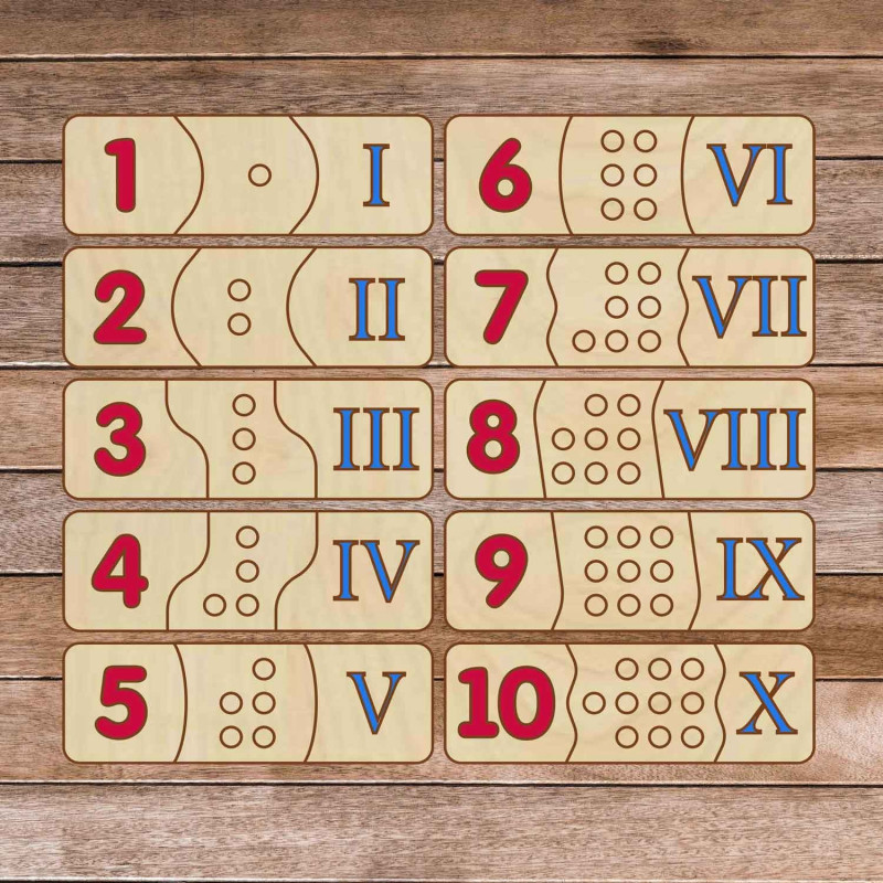 Detská drevená skladačka - Rímske číslice 30 dielikov  | SENTOP H003