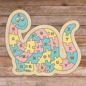 Detské drevené puzzle - Dinosaurus a abeceda A-ZET 26...