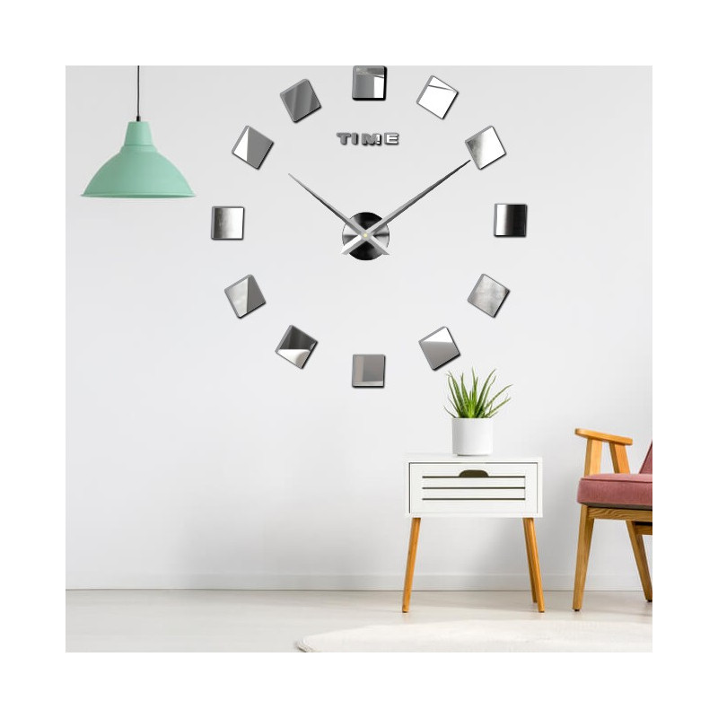 Stylesa Nástěnné hodiny nalepovací plech silver...