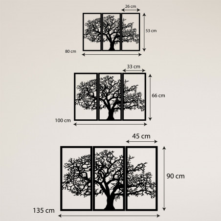 Drevený nástenný obraz Strom života: Sada 3 panelov
