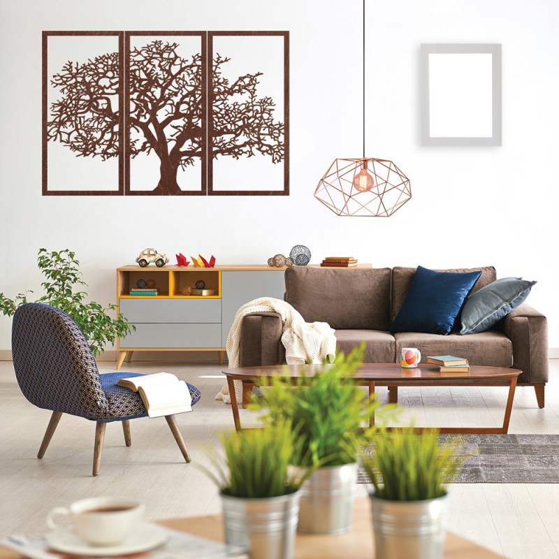 Drevený nástenný obraz Strom života: Sada 3 panelov