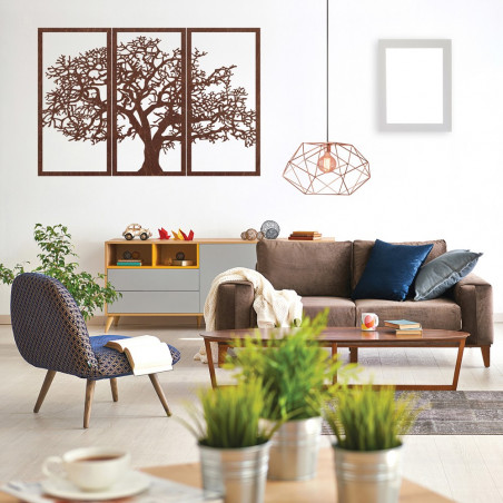 Drevený nástenný obraz Strom života: Sada 3 panelov